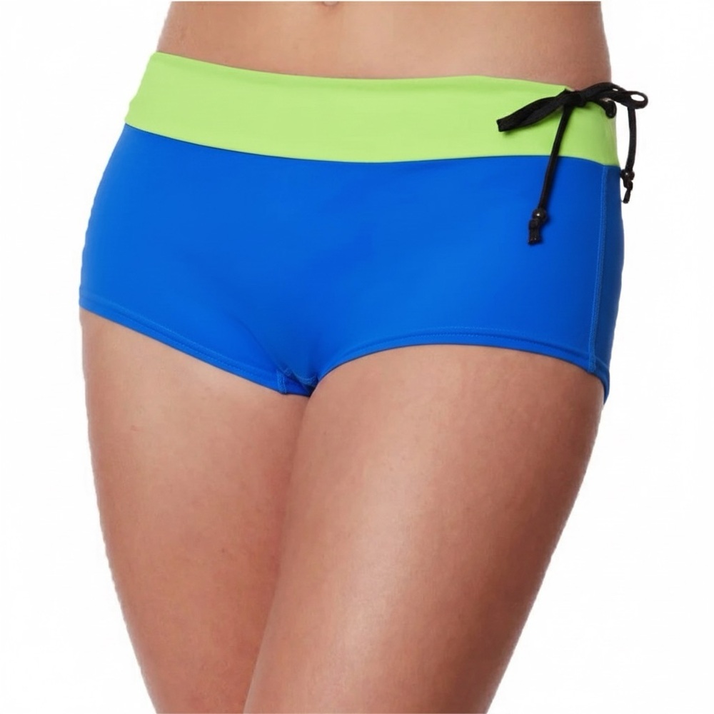 NEW NOZONE UPF 50+ Blue Contrast Banded Swim Bottoms Size XS